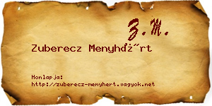 Zuberecz Menyhért névjegykártya